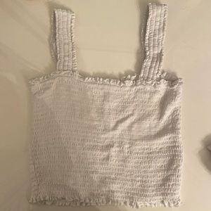 Brandy Melville ruched ruffle crop top